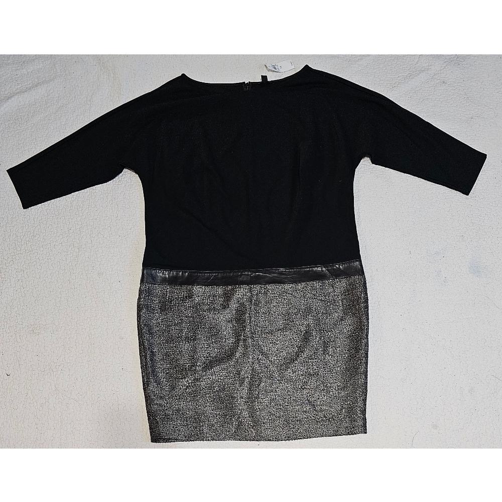 NWT Ann Taylor Black and Silver Knee Length Dress